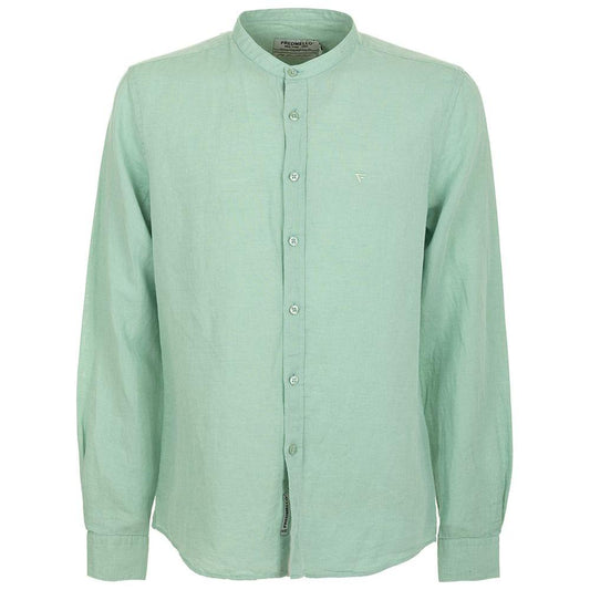 Fred Mello Apple Green Mandarin Collar Linen Shirt green-linen-shirt