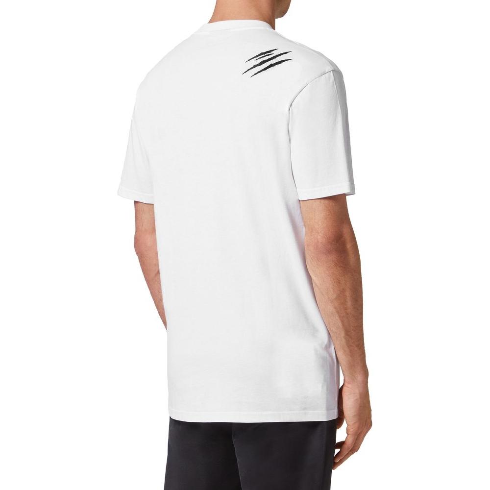Plein Sport Elevated White Cotton Tee with Signature Accents white-cotton-t-shirt-23