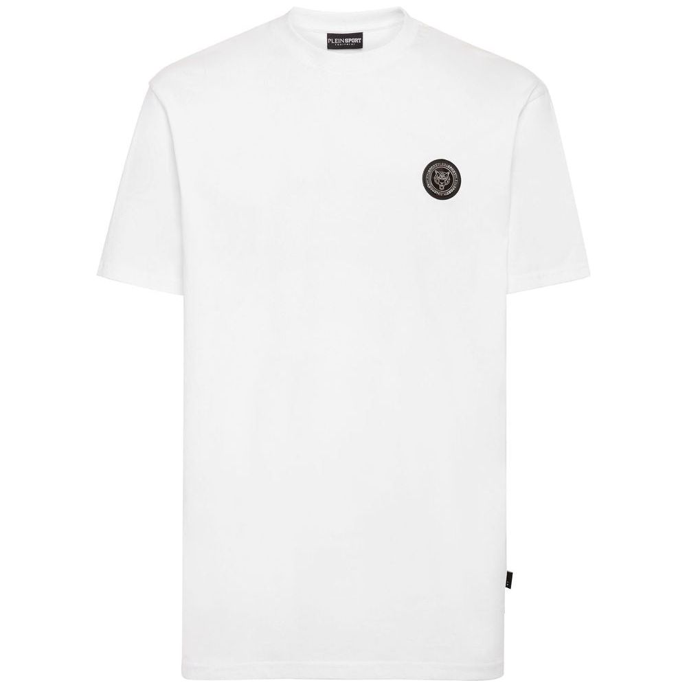 Plein Sport Elevated White Cotton Tee with Signature Accents white-cotton-t-shirt-23