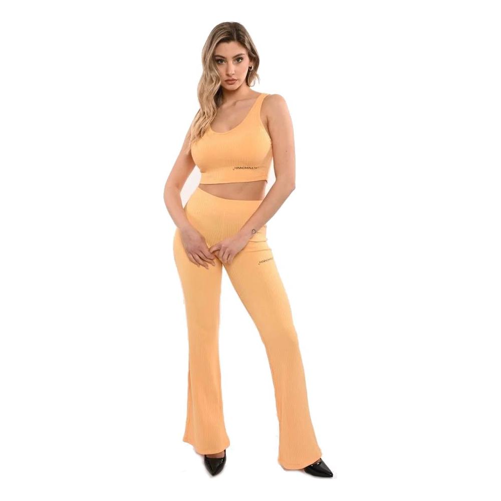 Hinnominate Flared High-Waist Ribbed Trousers in Orange orange-cotton-jeans-pant product-12047-1167286905-9e84e0d9-d71.jpg