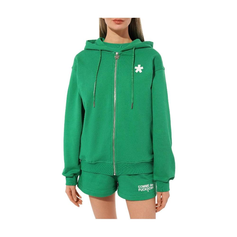 Comme Des Fuckdown Chic Cotton Hooded Zip Sweatshirt in Green green-cotton-sweater-2