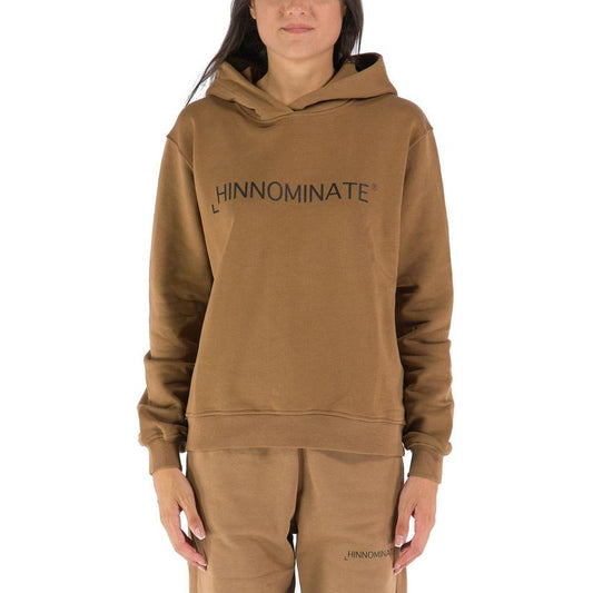 Hinnominate Chic Long-Sleeved Cotton Hoodie with Logo Print brown-cotton-sweater-5 product-12055-64373523-8613d4b4-52f.jpg