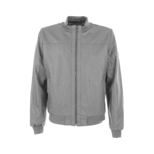 Yes Zee Chic Gray Perforated Faux Leather Jacket gray-polyethylene-jacket