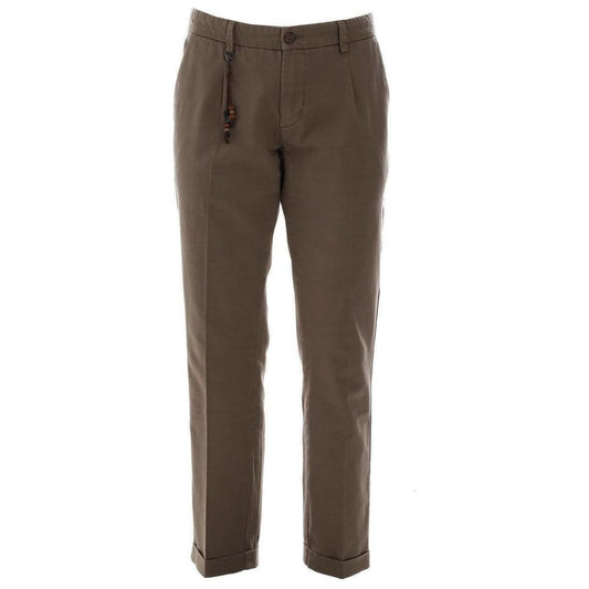 Yes Zee Elegantly Tailored Cotton Chino Trousers brown-cotton-jeans-pant-10