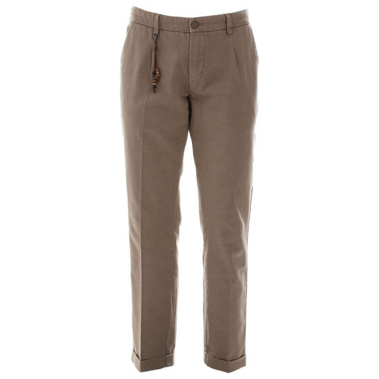 Yes Zee Chic Brown Cotton Chino Trousers brown-cotton-jeans-pant-11