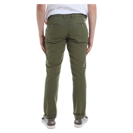 Yes Zee Chic Green Cotton Chino Trousers green-cotton-jeans-pant-5
