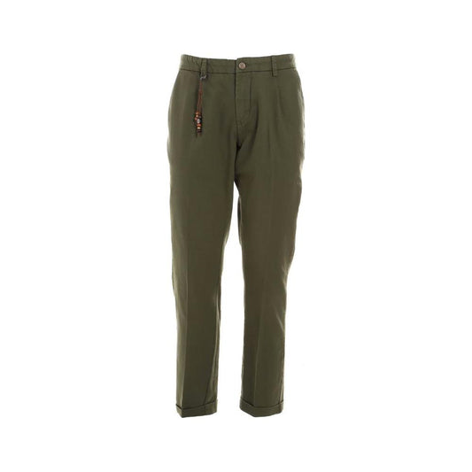 Yes Zee Chic Green Cotton Chino Trousers green-cotton-jeans-pant-5