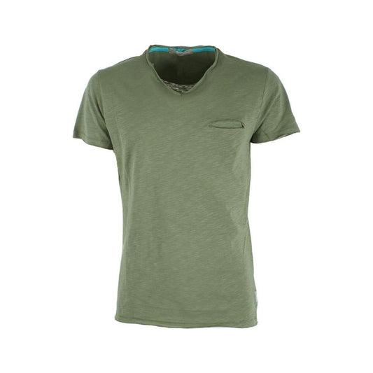 Yes Zee Chic V-Neck Cotton Tee with Front Pocket green-cotton-t-shirt-4