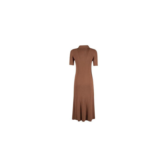 Yes Zee Elegant Rib Knit Long Dress with Classic Collar brown-viscose-dress product-12182-721843206-1-6d1a4166-1e0.jpg