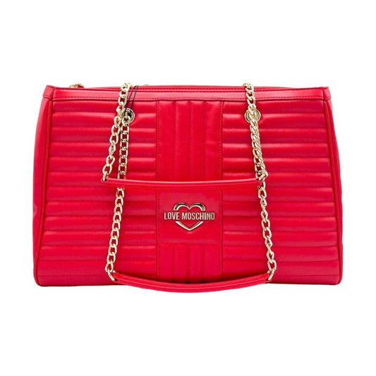 Love Moschino Quilted Elegance Faux Leather Shopper red-artificial-leather-shoulder-bag