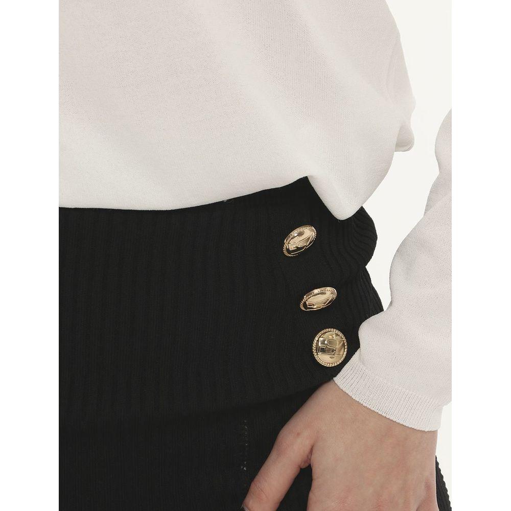 Yes Zee Sophisticated Pencil Skirt with Decorative Buttons black-viscose-skirt-3