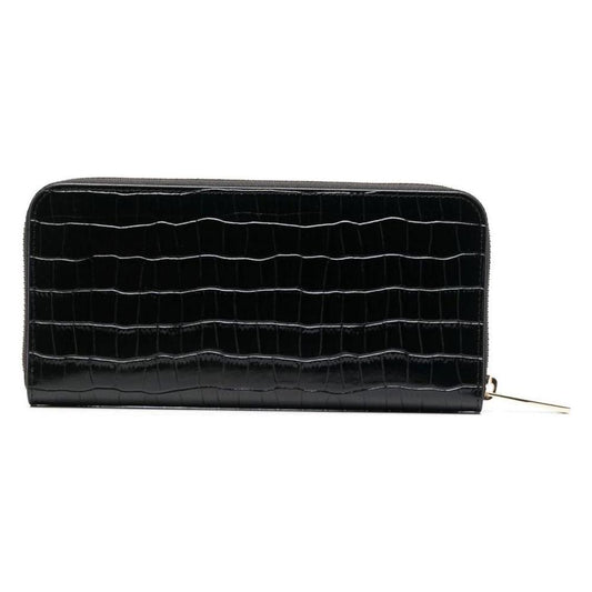Baldinini Trend Elegant Croco Print Leather Wallet with Metal Accent black-leather-wallet-2