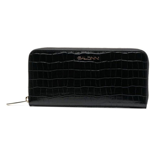 Baldinini Trend Elegant Croco Print Leather Wallet with Metal Accent black-leather-wallet-2