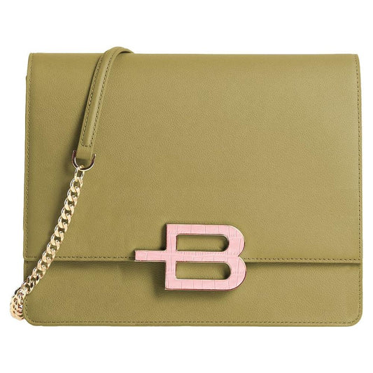 Baldinini Trend Elegant Pistachio Green Shoulder Bag green-leather-di-calfskin-crossbody-bag