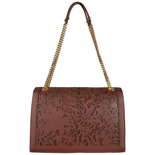 Baldinini Trend Chic Floral Calfskin Shoulder Bag brown-leather-di-calfskin-crossbody-bag-1