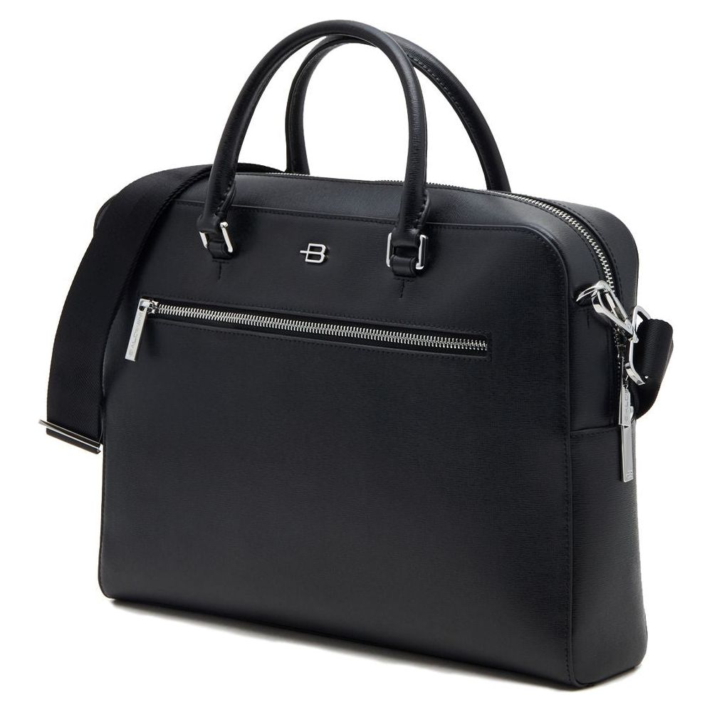 Baldinini Trend Elegant Calfskin Document Holder black-leather-di-calfskin-briefcase