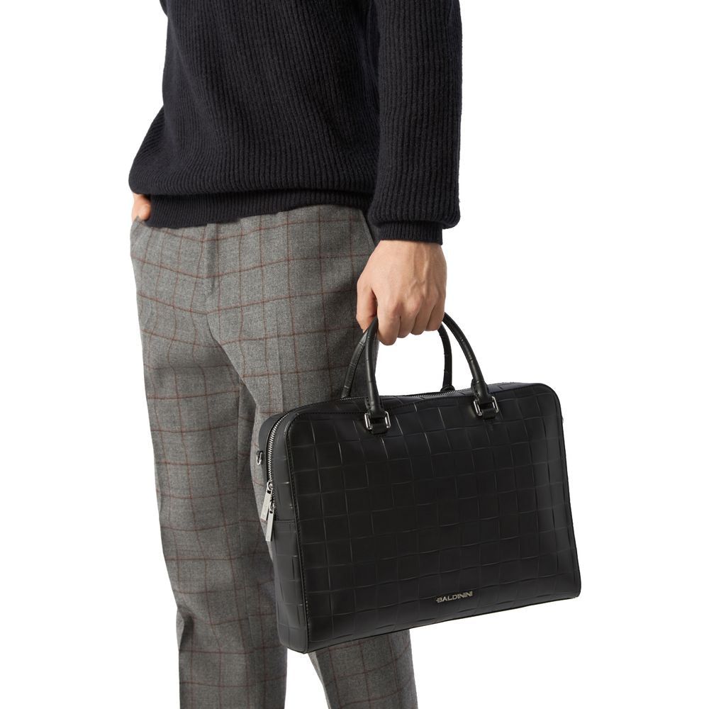 Baldinini Trend Elegant Checkered Calfskin Document Holder Bag black-leather-di-calfskin-briefcase-1 product-12277-1035758442-42d3cda7-eb6.jpg