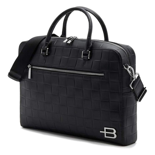 Baldinini Trend Elegant Checkered Calfskin Document Holder Bag black-leather-di-calfskin-briefcase-1 product-12277-58472805-81c8d133-a46.jpg