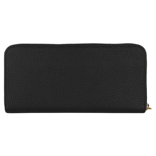 Baldinini Trend Elegant Leather Zip Wallet - Timeless Accessory black-leather-wallet-7