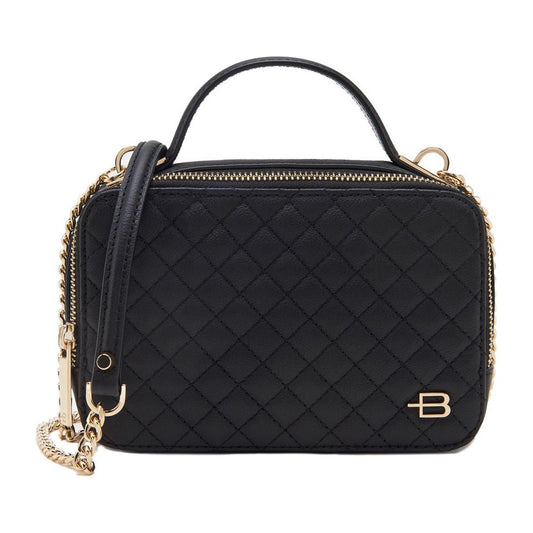Baldinini Trend Quilted Calfskin Camera Handbag - Elegant Black black-leather-di-calfskin-handbag-1