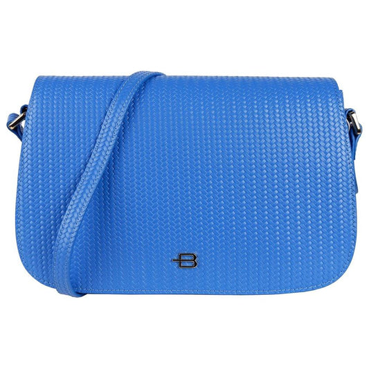 Baldinini Trend Elegant Woven Motif Calfskin Shoulder Bag light-blue-leather-di-calfskin-crossbody-bag-3