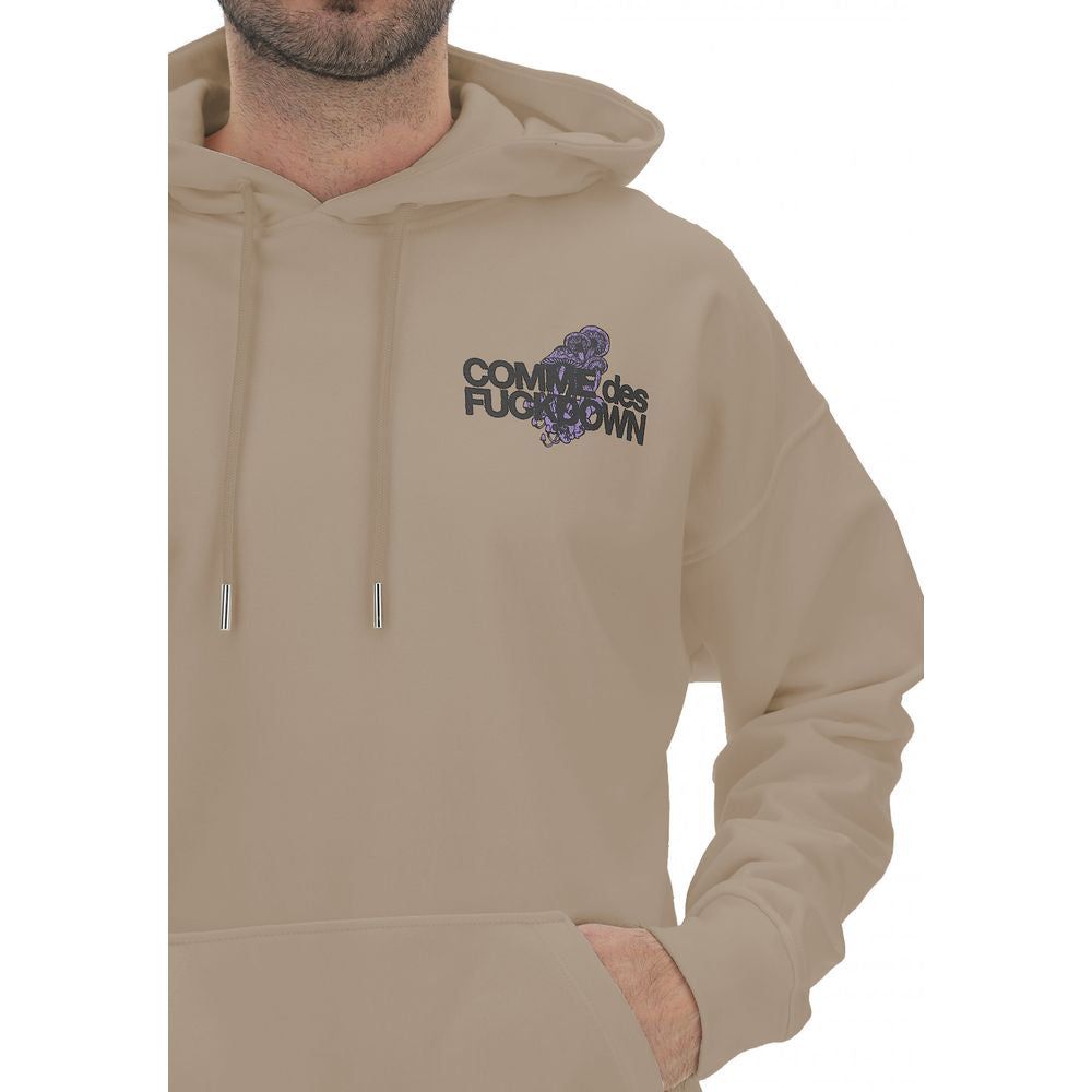 Comme Des Fuckdown Beige Cotton Logo Hoodie with Back Print beige-cotton-sweater-2 product-12315-299115300-388f605a-53b.jpg