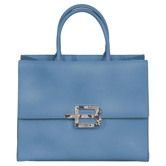 Baldinini Trend Elegant Light Blue Calfskin Handbag black-leather-di-calfskin-handbag-3