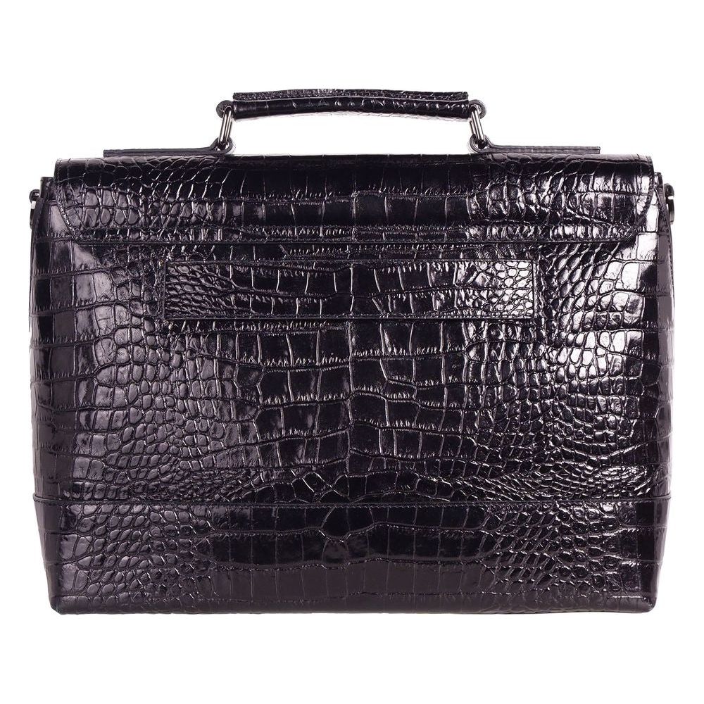 Cavalli Class Elegant Python-Print Calfskin Briefcase black-leather-di-calfskin-briefcase-2