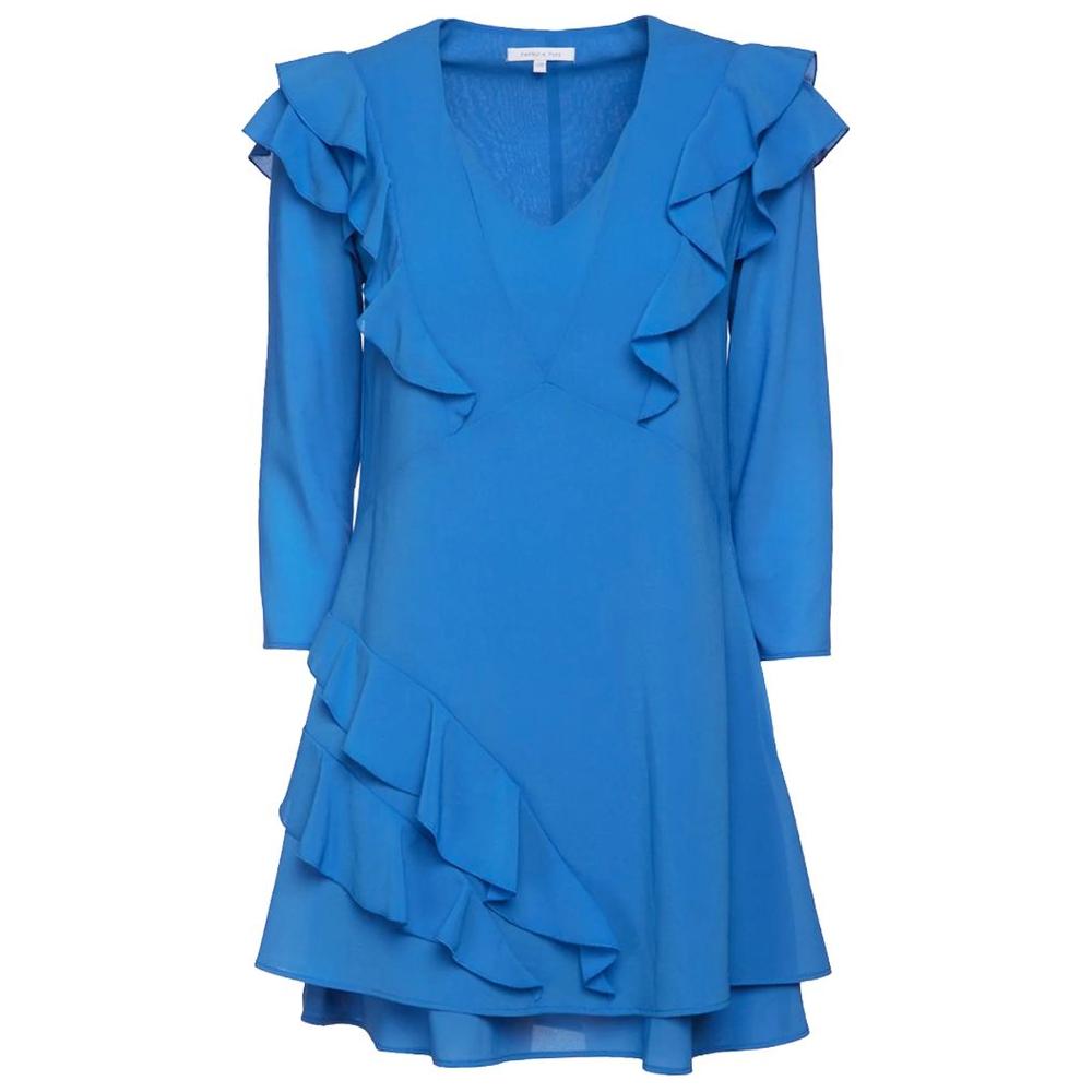 Patrizia Pepe Elegant Light Blue Ruffled Mini Dress light-blue-viscose-dress