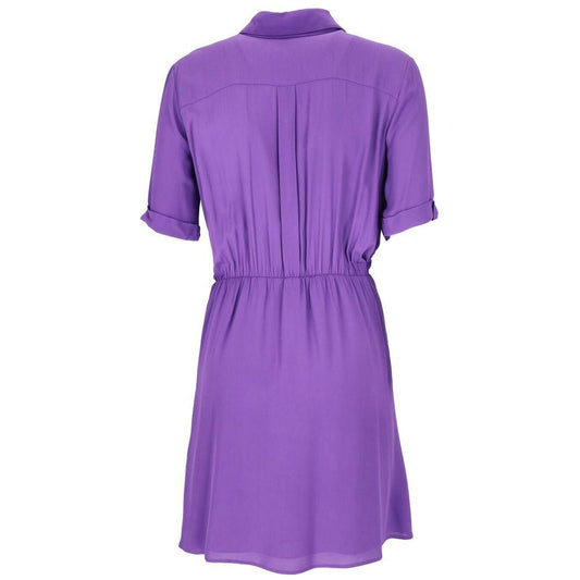 Patrizia Pepe Chic Purple Flared Short Sleeve Shirtdress purple-viscose-dress-1