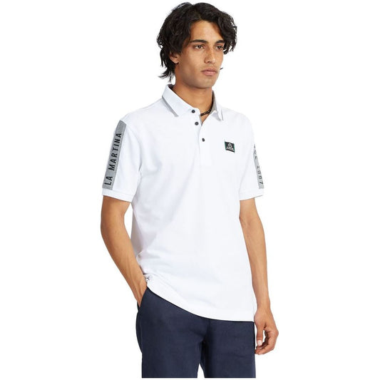La Martina | White Cotton Polo Shirt| McRichard Designer Brands   