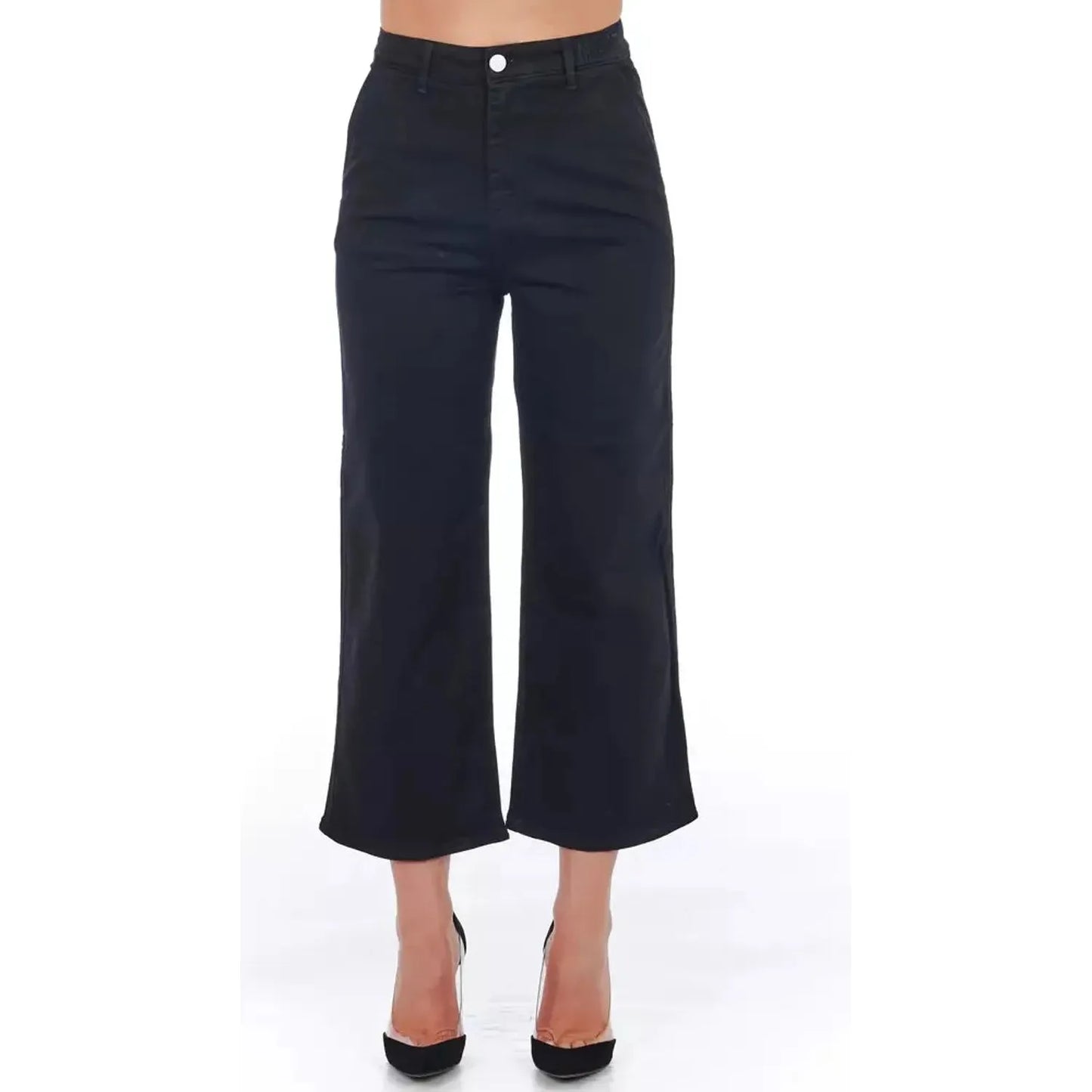 Frankie Morello Chic High-Waist Cropped Trousers nblack-jeans-pant
