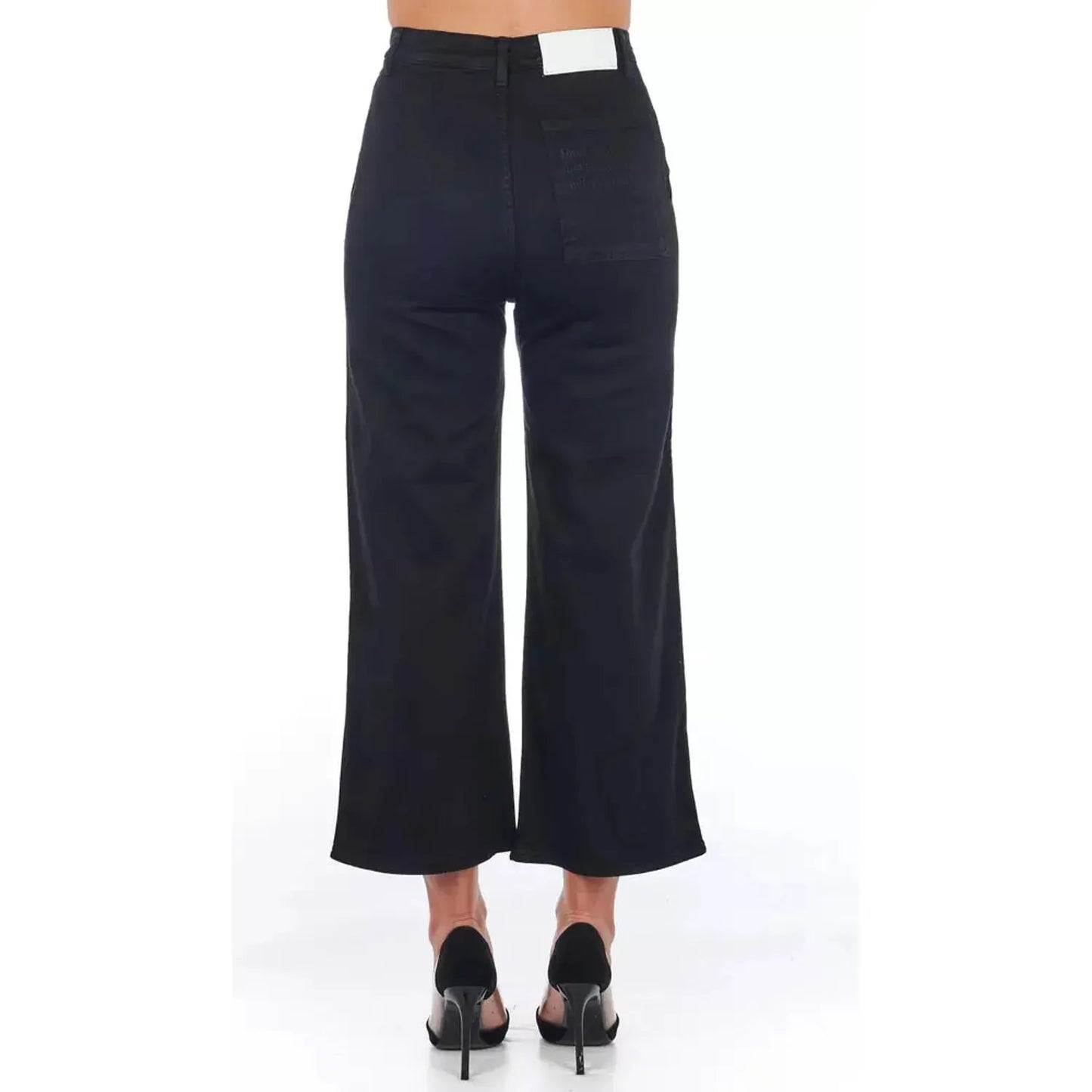Frankie Morello Chic High-Waist Cropped Trousers nblack-jeans-pant
