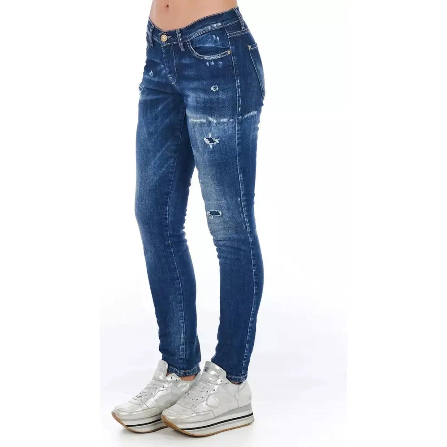 Frankie Morello Chic Worn Wash Skinny Denim Jeans blue-cotton-jeans-pant-52