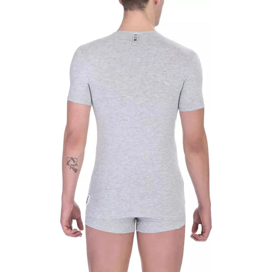Bikkembergs Elegant Crew Neck Cotton Blend T-Shirt gray-cotton-t-shirt-3
