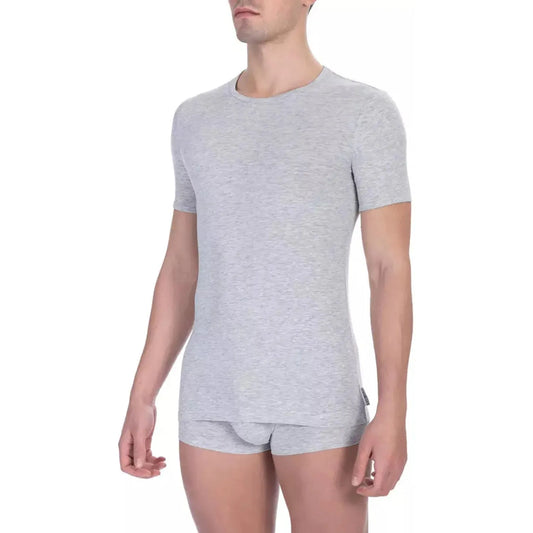 Bikkembergs Elegant Crew Neck Cotton Blend T-Shirt gray-cotton-t-shirt-3