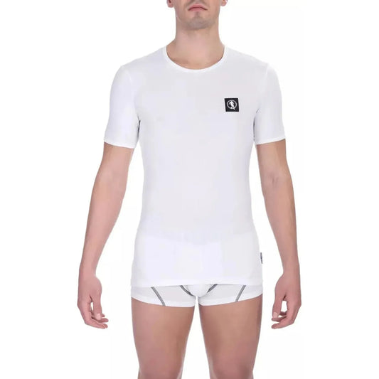 Bikkembergs Elegant Crew Neck Cotton T-Shirt - Timeless Comfort white-cotton-t-shirt-15