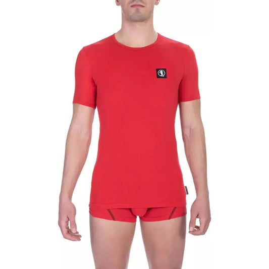 Bikkembergs Ravishing Red Crew Neck Tee MAN T-SHIRTS red-cotton-t-shirt-6