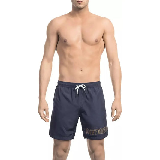 Bikkembergs Chic Blue Swim Shorts with Stylish Front Print blue-polyester-undefined-1