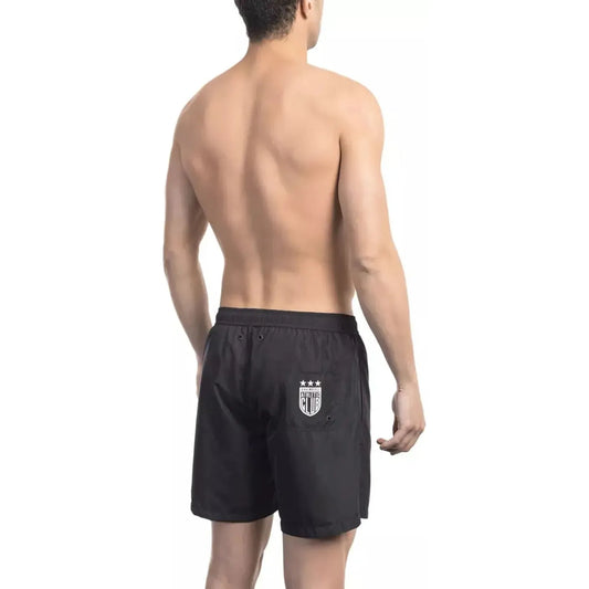 Bikkembergs Sleek Black Swim Shorts with Side Print black-polyester-swimwear-20