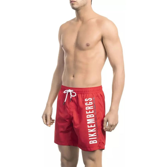 Bikkembergs Vibrant Red Side Print Swim Shorts black-polyester-swimwear-12