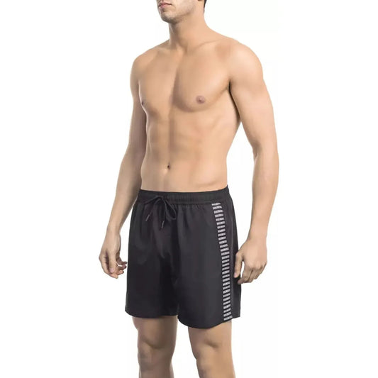 Bikkembergs Chic Black Swim Shorts with Signature Detail black-polyester-swimwear-14