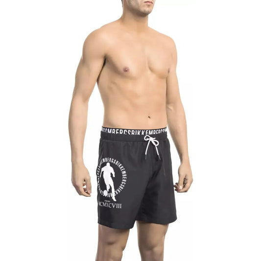 Bikkembergs Sleek Layered Swim Shorts with Logo Detail black-polyester-swimwear-21