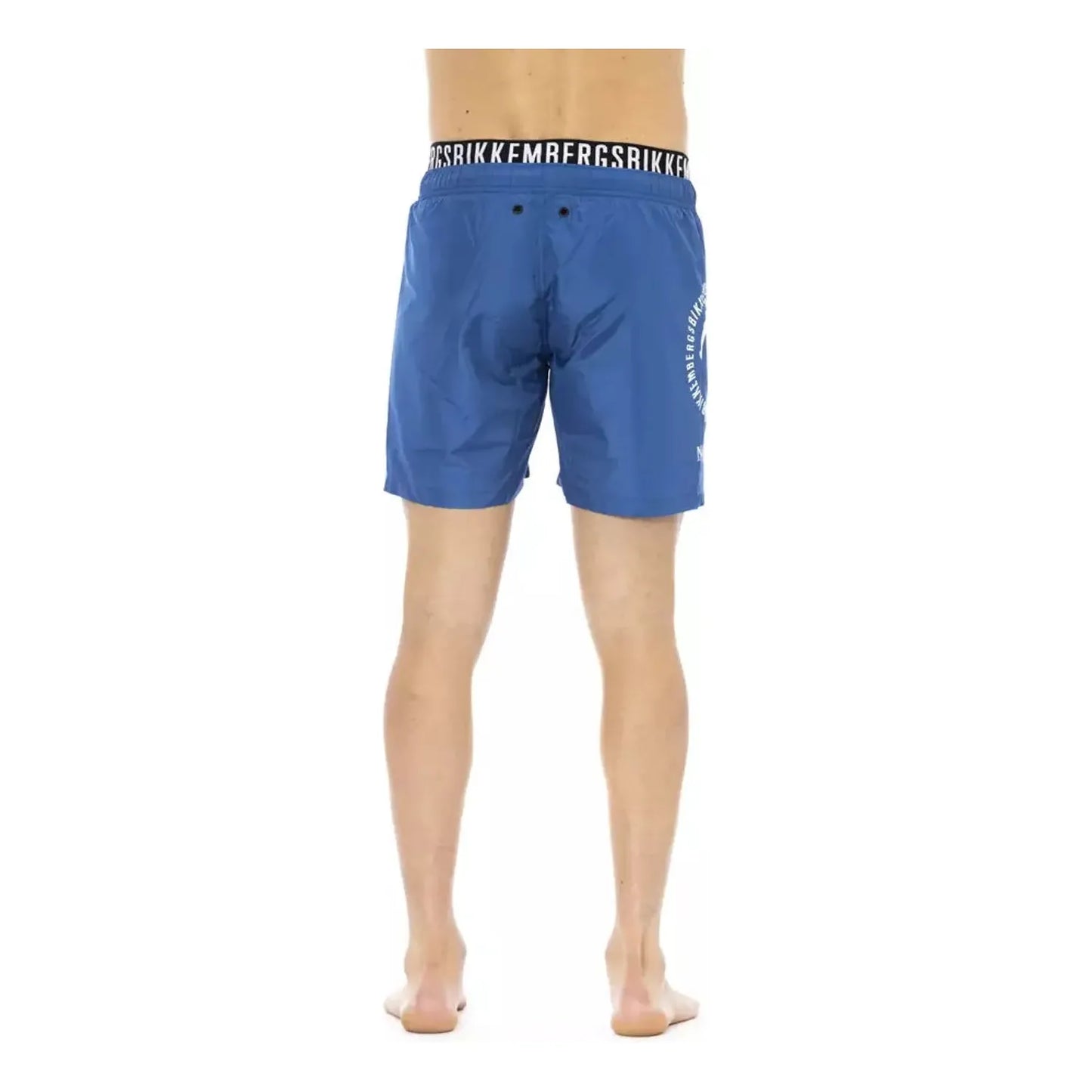 Bikkembergs Sleek Layered Swim Shorts - Elegant Blue black-polyester-swimwear-19