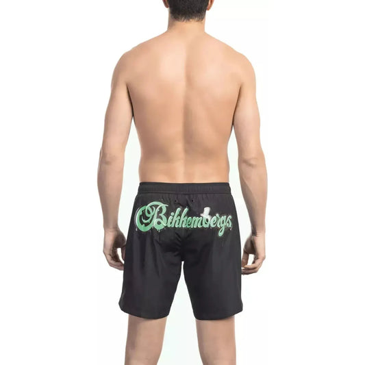 Bikkembergs Elegant Black Logo Swim Shorts black-polyester-undefined-1