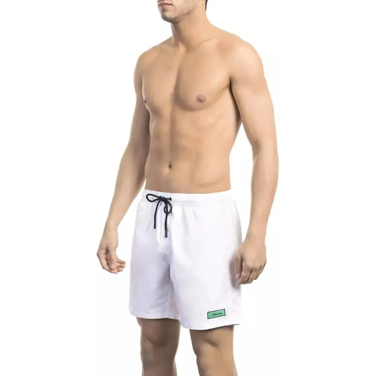 Bikkembergs Elegant White Swim Shorts with Logo Detail white-polyester-undefined