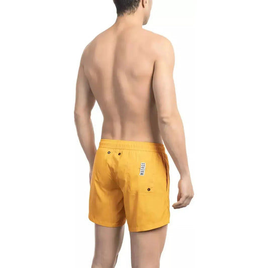 Bikkembergs Sleek Orange Swim Shorts with Iconic Tape Detail blue-polyamide-swimwear-3