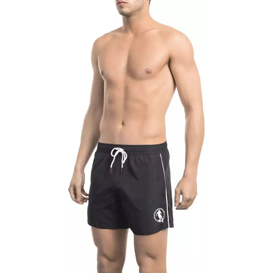 Bikkembergs Chic Black Printed Swim Shorts black-polyester-swimwear-18