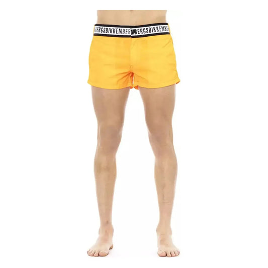Bikkembergs Elegant Orange Swim Shorts with Branded Band black-polyamide-swimwear-1