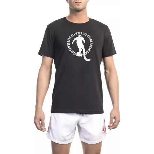 Bikkembergs Sleek Black Cotton Blend Printed T-Shirt black-cotton-t-shirt-9